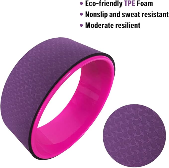 Yoga Wheel Cotton Stretching Strap Set Stability Blocks Pilates Exercise Pack for Beginners (Purple)