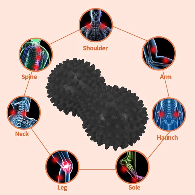 Spiky Massage Ball Peanut Massager Ball Fitness Exercise Mobility Peanut Ball Pain Muscle Steess Foot Myofascial Relief for Plantar Fasciitis Heel Foot Arch Pain (perple)