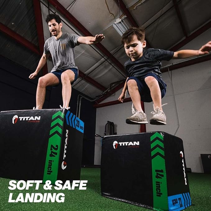Titan Fitness Heavy Foam Plyometric Box - Pro-Duty HIIT Exercise Foam Plyo Step-Up, Box Squat, Home Garage Gym Training, Youth & Regular Sizes