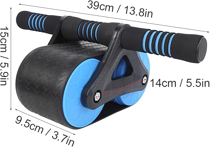 Springback Wheels Roller Abdominal Exerciser Blue Mute Fitness Equipment for Home Gym Core Strength Training Ab Roller Wheel with Knee Pad Accessories