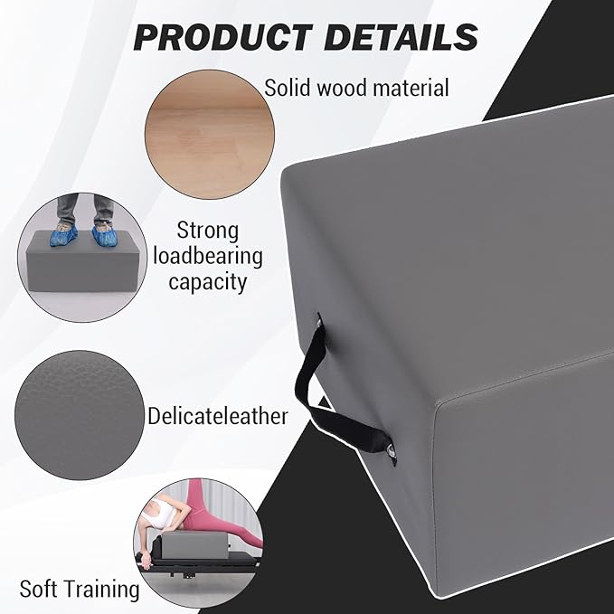 Pilates Box for Reformer, Home Studio Pilates Reformers Box with Handle, Solid Wood Reformer Step Boxes for Beginners & Advanced Users