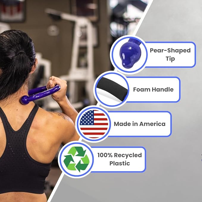 Q-Flex Massage Tool - Self-Massage Stick - Trigger Point Therapy, Muscle Care, Relaxation - Easy-to-Use Massager for Home & Travel - Seen On Shark Tank - Back, Neck, Shoulders, Feet (Blue)
