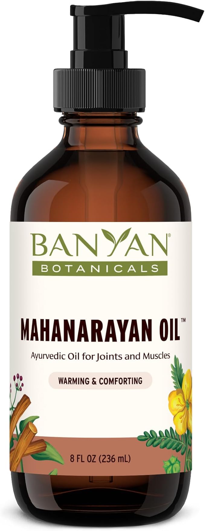 Banyan Botanicals Organic Mahanarayan Oil – Deeply Penetrating Muscle & Joint Recovery Oil – Warming Ayurvedic Massage Oil for Active Mobility & Tissue Resilience – 8 oz – USDA Organic