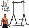 Folding Power Tower Dip Station Pull Up Bar, Multifunctional Pull Up Tower Adjustable Height, Triangular Structure Strength Training Workout Equipment for Home Gym Fitness
