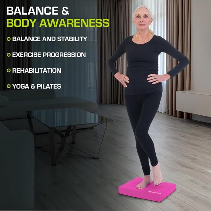 ProsourceFit Exercise Balance Pad, Non-Slip Cushioned Foam Mat & Knee Pad for Fitness and Stability Training, Yoga, Physical Therapy