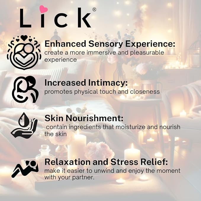 Lick Raspberry Flavored Massage Oil – Bright Berry Edible Massage Oil with Sweet Almond Oil & Vitamin E, Smooth Body-Safe Glide for Couples Massage, 4 oz