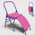 Foldable Yoga Auxiliary Chair for Adults Yoga Chair with Lumbar Support Metal Steel Frame 330 lbs Capacity YogaAuxiliaryChair for Balance Handstand Training Back Pain Relieving(Purple)