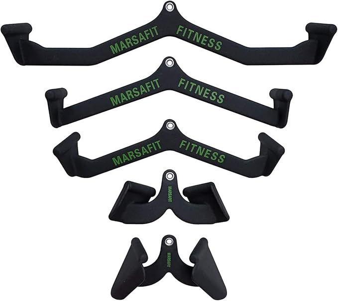 Home Gym Fitness Rowing T-bar V-bar Pulley Cable Machine Attachment, Bicep Curl Tricep LAT pulldown Bar Back Strength Training Handle Grips LAT Pull Down Bar for Seat Row Workout