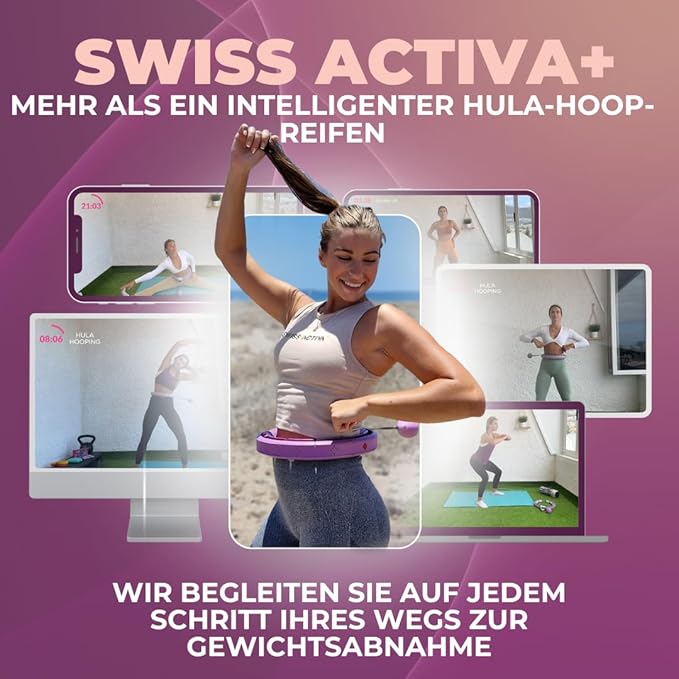 Swiss Activa+ Smart Hula Hoop - Infinity Hoop for Adults - Won't Fall Off - Weight Loss Exercise Equipment