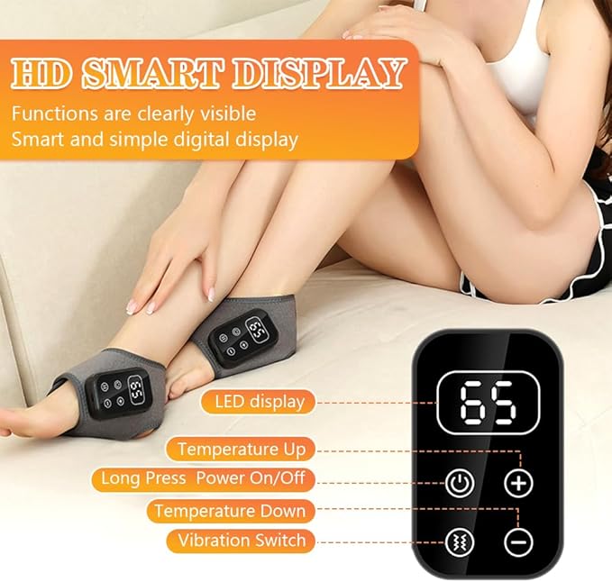 Foot Advanced Renew Triple Method Massager, with 5 Vibration Modes and 6 Heat Levels, Suitable for Reduce Fatigue and Plantar Fasciitis, Travel & Home Use（Grey 2pcs）