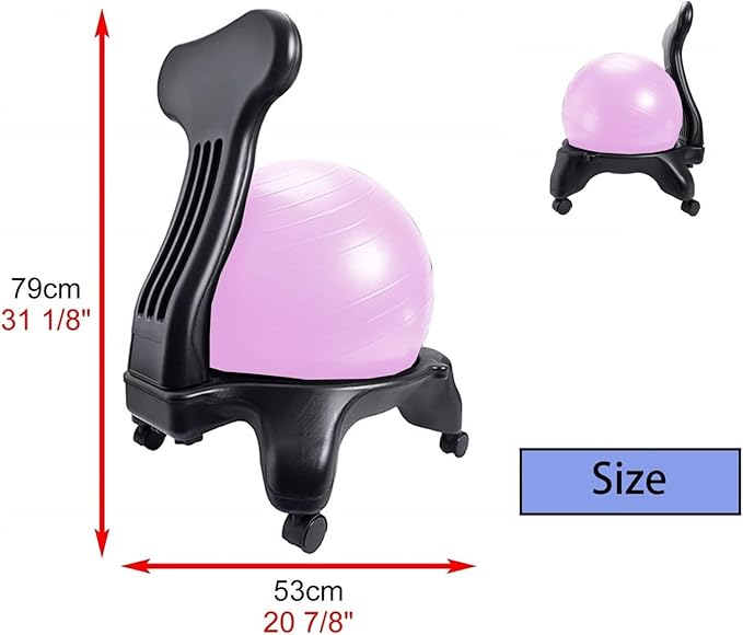 Yoga Ball Chair,Yoga Ball，Exercise Ball, Yoga Ball Chair Ergonomic Chair with Replaceable Balls Stability Yoga Ball Chair for Office Home Classroom Exercise Ball Seat(Pink)