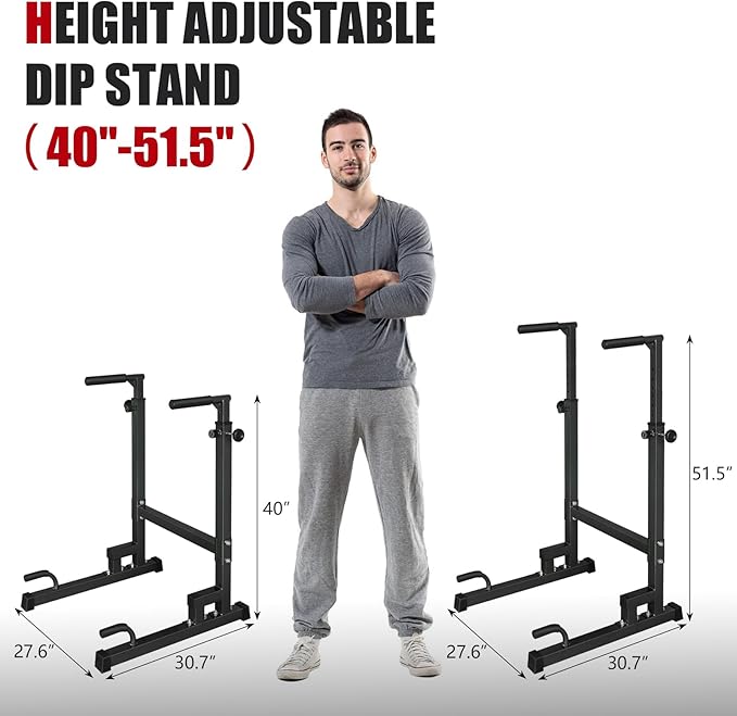 Portable Pull Up Dip Bar, Sturdy Dip Station with Adjustable Height, Multi-Function Parallel Bars for Home Gym Strength Training, Home Fitness Equipment with Soft Grip