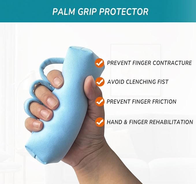 Palm Grip Protector, Hand Contracture Cushion with Finger Separator, (2 Pack) Finger Therapy and Hand Exercisers for Stroke, Arthritis, Parkinson Dementia