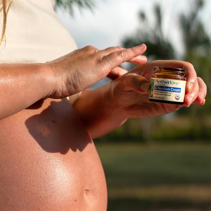 Motherlove C-Section Cream (2 oz) Organic Herbal Balm for Cesarean Scar Massage