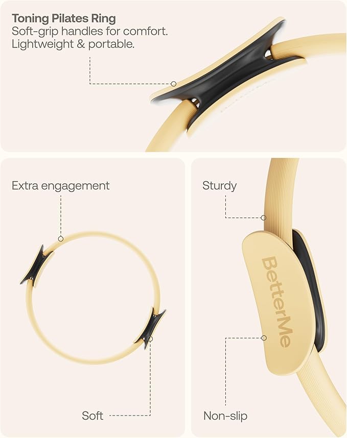 BetterMe Toning Pilates Ring – Magic Circle Pilates Ring for Strength & Flexibility – 15 Inch Fitness Ring for Home Pilates & Yoga Workouts