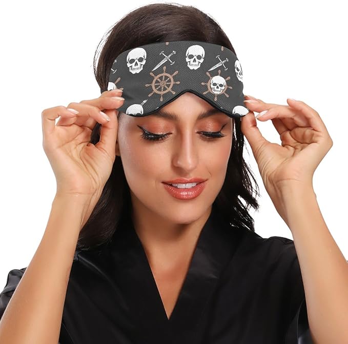 Sleep Masks Skeleton Pirate and Boat Rudder Eye Cover for Sleeping