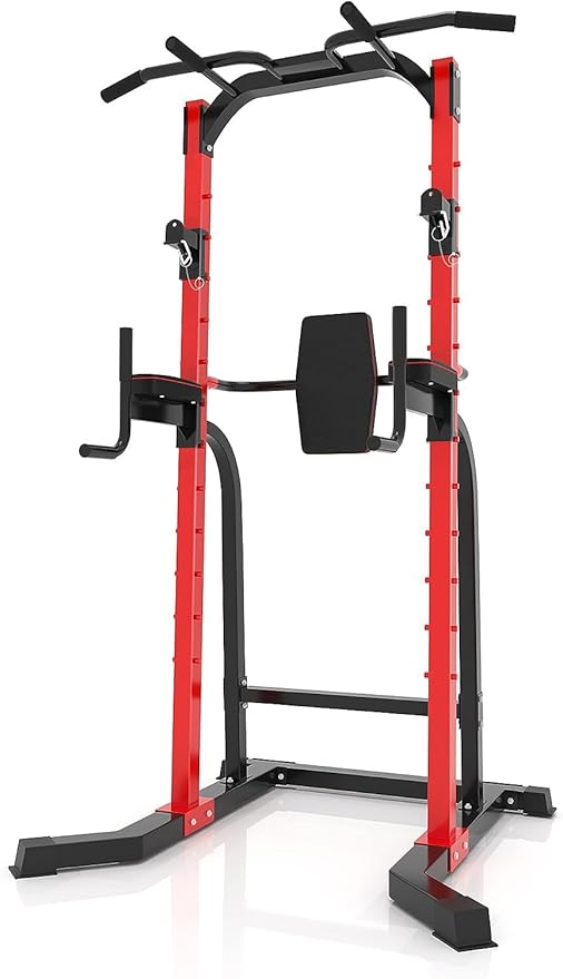 ZENOVA Pull Up Bar Station Power Tower, Adjustable Height Dip Bar for Home Gym Multi-Function Strength Training Workout Equipment
