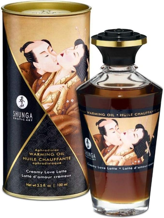 Shunga Warming Massage Oil, Latte, 3.5 Fluid Ounce