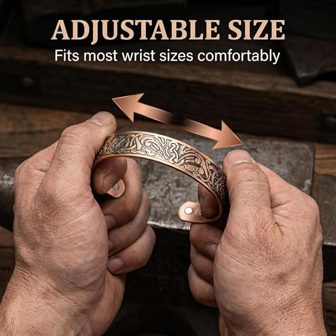 Copper Magnetic Bracelets – Effective Pure Copper Bracelet for Men Adjustable Cuff Bangles