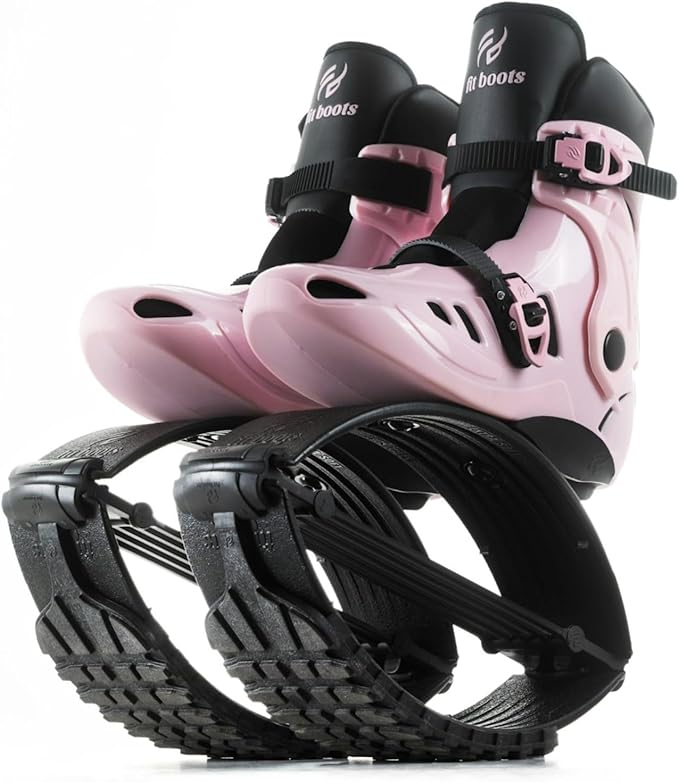 FIT BOOTS for Women Exercise - Premium Moon Shoes for Jumping, Kangaroo Shoes for Training, Cardio & Fun, Joint-Friendly, Rebounder Jumps Boots for Adults & Kids, Bouncy Workout (Women-Pink)