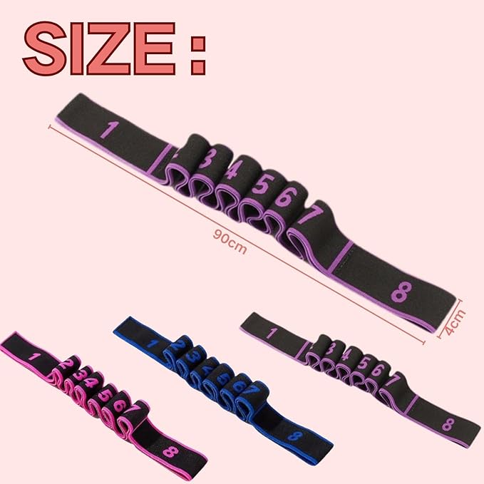 Fitness Resistance Band for Stretching and Yoga with Handles, Multifunction Elastic Exercise Bands, 8 Loops Elastic Exercise Bands Fitness Equipment for Full Body Stretching Shaping and Training