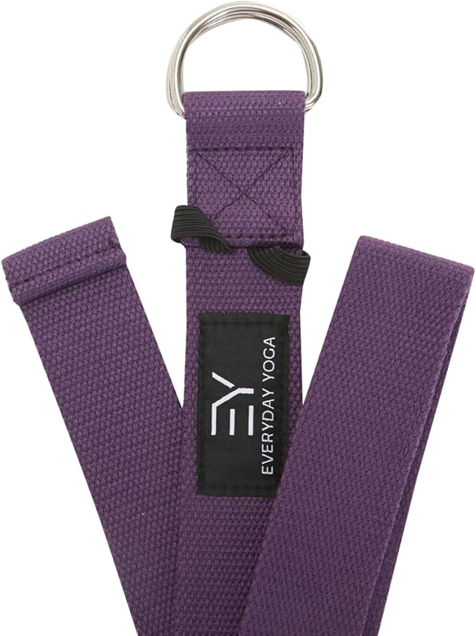 Everyday Yoga Strap with Metal D-Ring - Durable Stretching Strap for Yoga, Pilates, Flexibility & Physical Therapy (6ft, 8ft, 10ft)