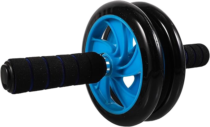 Kisangel Abdominal Exercise Wheel for Home Fitness, Two-wheel Ab Roller Trainer with Non-slip Handles, Core Strengthening Equipment for Abdominal Workout and Stomach Training Random Style