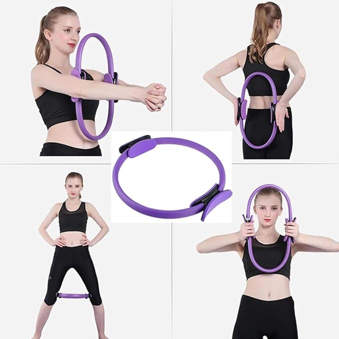 Pilates Ring Fitness Trainer, Yoga Ring Home Gym Equipment Inner Thigh Exercise, 14.96 Inch Yoga Ring Magic Circle, Double Padded Handle Exercise Resistance Equipment