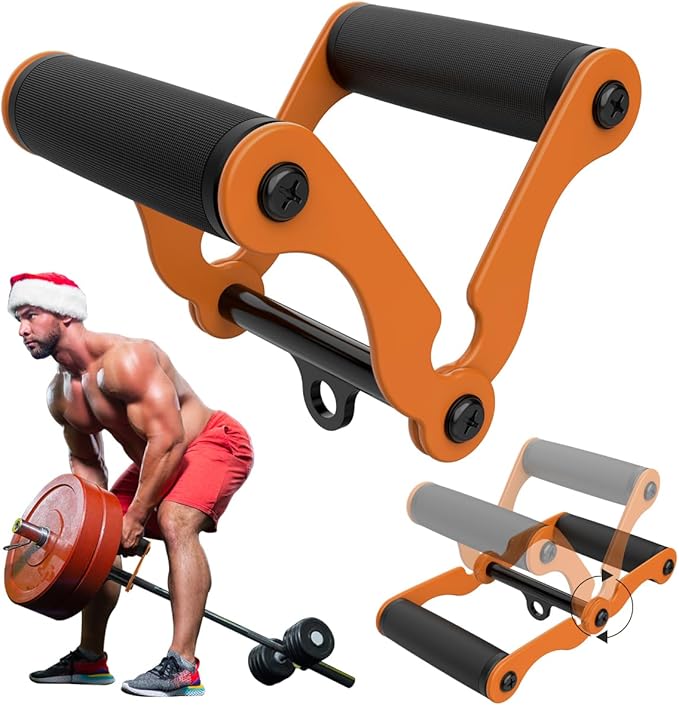 veimia V Bar T-Bar Row Landmine Handle Attachment for Barbell Bars, Solid Mine Double D Row Handle Grips with Non-Slip Rubber Grips, T-Row Attachment for Olympic Strength Training Bars