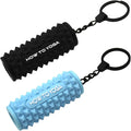 Tizee Mini Yoga Foam Roller Keychain - Spiky Fitness Accessory, with Clasp, for Gym Office Use, 2-Pack Mixed Colors (Blue/Black)