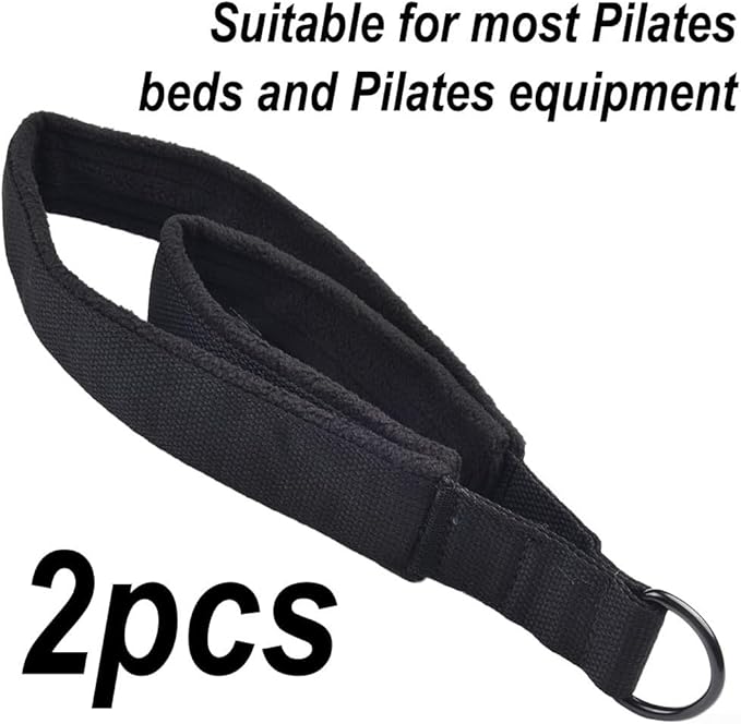 Pilates Rings Double Loop Foot Straps with Dual-Length Design and Soft Fleece for Reformer Exercises Compatible with Most Pilates Beds and Equipment