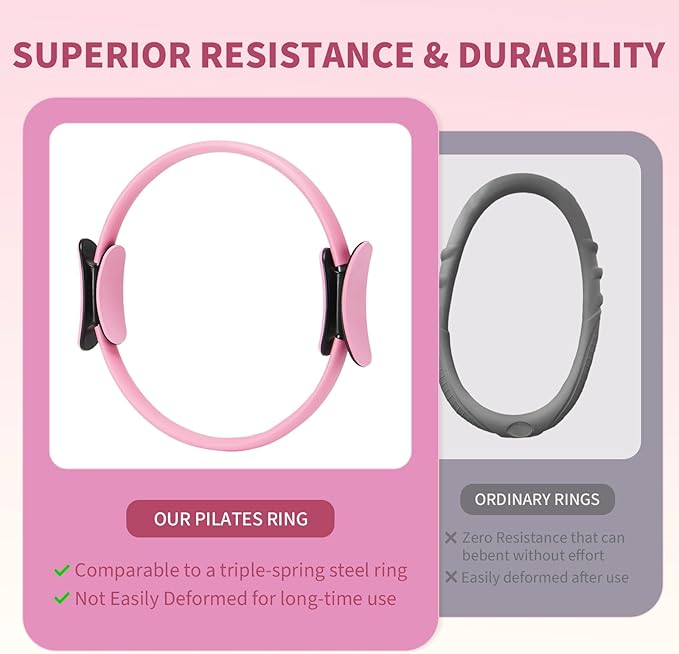 Pilates Ring Set for Women, Home Workout Pilates Equipment with Resistance Bands, 14'' Magic Circle, Mini Ball, Pilates Starter Kit for Strength