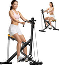 OWLSKY Squat Rowing Machine for Home Workout, Foldable Squat Assist & Row Trainer with LCD Monitor, 3 Resistance Bands, Adjustable Seat, Heavy Duty 350 lbs, Full-Body Fitness Equipment