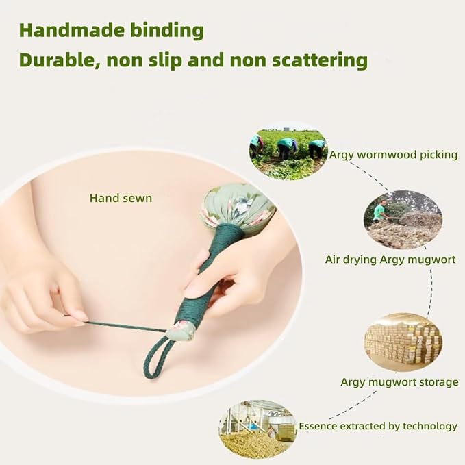 Lymphatic Drainage Hammer,Manual Body Massage Hammer,Long Size Wormwood Massage Hammer,Back Knock Long Handheld Massage Hammer for Back Pain Relief 2pcs Green 12.5IN