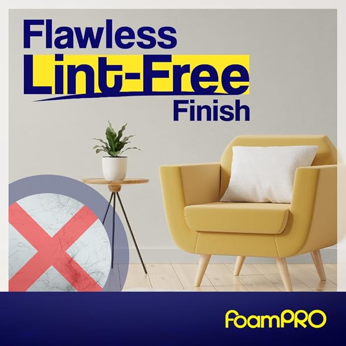 FoamPRO 65-5 Mini Trimmer Refill - 4-Inch Paint Rollers for Precision Painting- with 3/8 in Nap - Pack of 5, Yellow