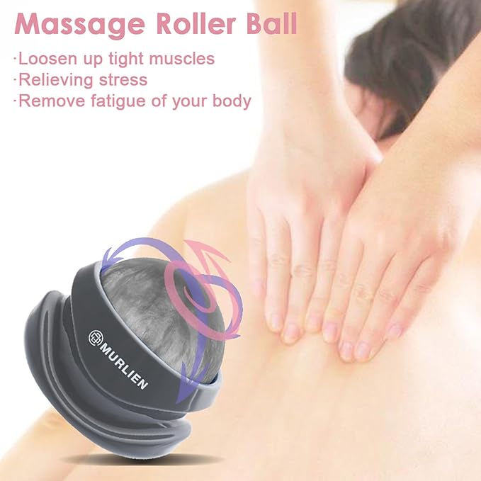 Massage Roller Ball, Tight and Sore Muscles Relief, Manual Massager, Alleviating Shoulder, Arms, Back, Legs, Calves or Muscle Tension - Gray