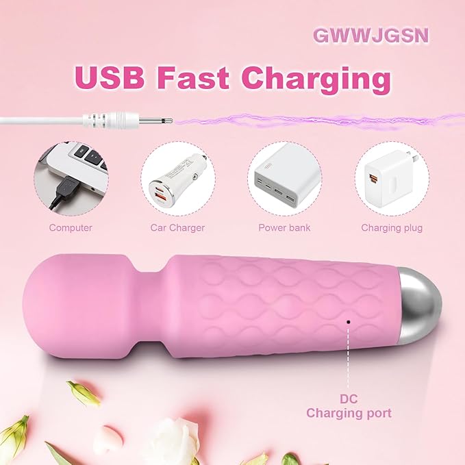 Portable Wireless Massager - 8 Speeds, 20 Modes, 3-Second Press to Power On, for Neck, Back, Arms, Legs Muscle Relaxation (Rose Pink)