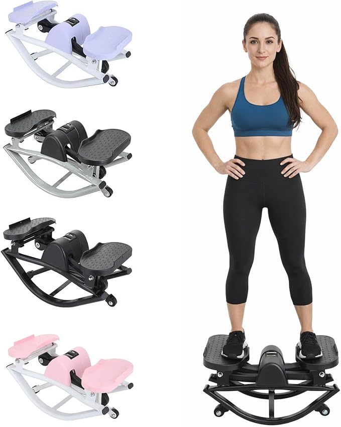 Rock Stepper Machine for Home Exercise, Compact Side to Side Lateral Stepper with Resistance Bands, No Assembly Required, Portable Mini Stepper for Apartment