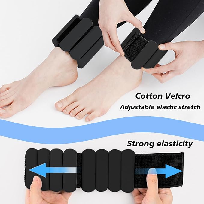 Wrist and Ankle Weights for Women & Men 2 Pack (1lb Each), Adjustable Silicone Wearable Arm & Leg Weights for Pilates, Gym, Yoga, Cardio, Strength Training