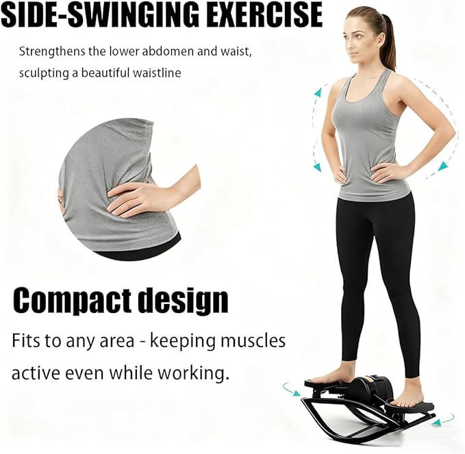 Lateral Rocking Fitness Stepper Home Workout Machine, Portable Compact Side-to-Side Steppers with Digital Display and Resistance Bands, Low-Impact Lateral Steppers for Knees & Joints