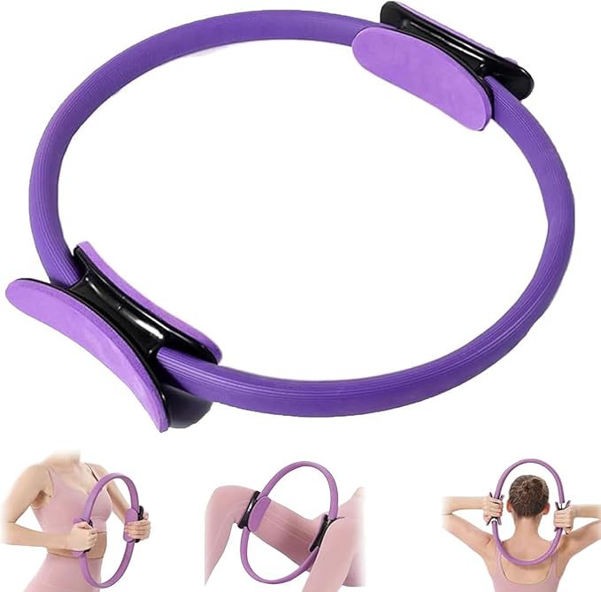 Pilates Ring Fitness Trainer, Yoga Ring Home Gym Equipment Inner Thigh Exercise, 14.96 Inch Yoga Ring Magic Circle, Double Padded Handle Exercise Resistance Equipment