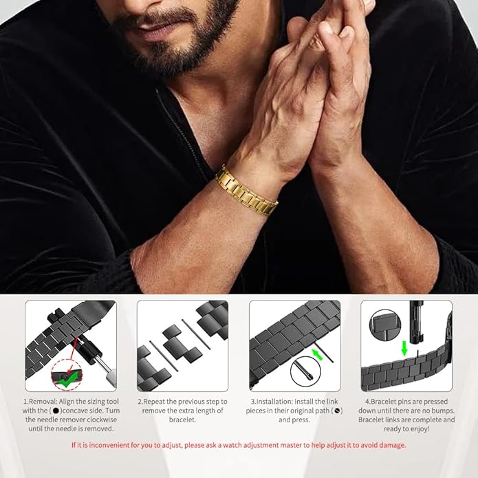 Magnetic Bracelets for Men，Stainless Steel Bracelet Lymphatic Drainage Therapeutic Magnetic Bracelets with Double Row Magnets Jewelry Gift with Adjust Tool