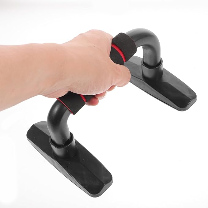 VALICLUD Push-up Stand Hand Grip Fitness Bracket, I-shaped Steel Bodybuilding Arm Strength Training Tool with Non-slip Base, Black and Red for Home Gym Chest Workout