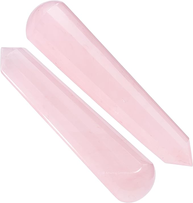 Amazing Gemstone Rose Quartz Crystal Wand Massage Stick - Pelvic Wand Gua Sha for Adults - Crystals and Healing Stones Massage Wands for Adults Gifts (Pointed)