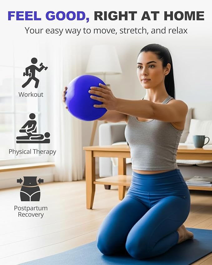 Trideer 9-Inch Pilates Ball, Small Exercise Ball for Yoga, Core Training, Physical Therapy, Balance, Stability and Stretching Pilates Equipment with Inflation Straw