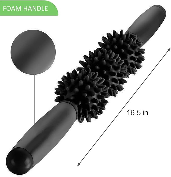 Coolife Fascia Muscle Roller - Cellulite Massager - Fascia Roller for Cellulite and Sore Muscles - Neck, Leg, Back, Body Deep Tissue Massage Stick Tools - 3 Balls Size Version