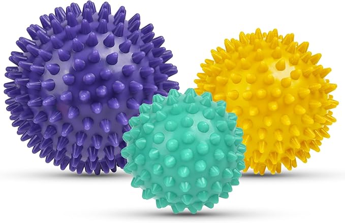 URAQT Spiky Massage Ball, 3 Pack Hard Spiky Massage Ball Roller Set, Professional Physical Therapy Massage Balls for Myofascial Release, Trigger Point Deep Tissue Massage, Plantar Fasciitis Recovery