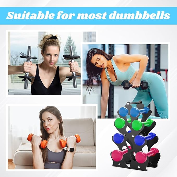 Dumbbell Rack Stand Only, Small Weight Rack 4Tier Compact Dumbbell Holder with Handle, Weight Holders for Free Weights,Dumbbell Storage Stand Holder for Home Gym Workout,Rack Only