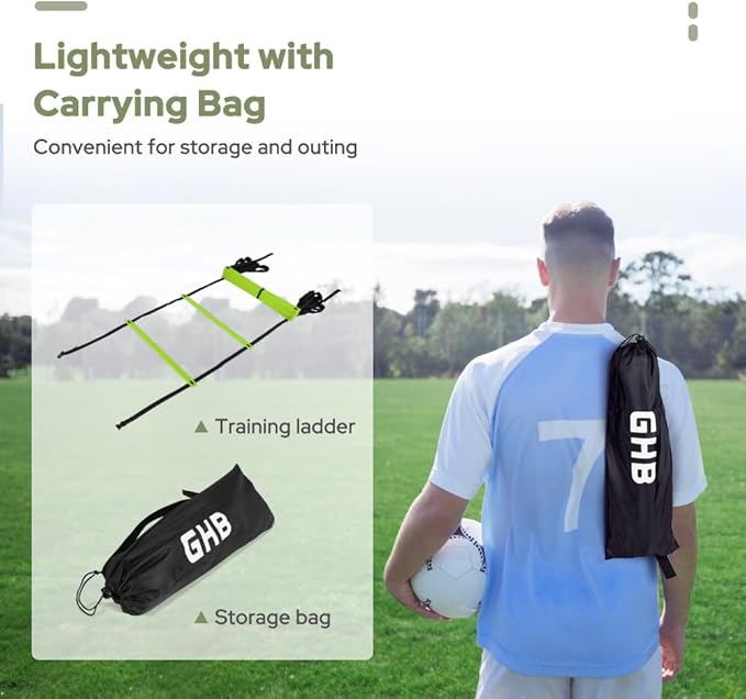 GHB Agility Ladder 1 Pack and Disc Cones 50 Pack 2 Carrying Bag