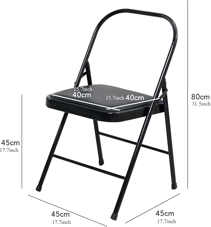 Pilates Yoga Chair,Iyengar Auxiliary Chair,Yoga Chair Reinforced Yoga Special Auxiliary Chair Folding Chair Seat Solid Anti-Slip Black,Black